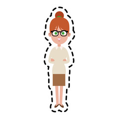 businesswoman wearing executive clothes over white background. colorful design. vector illustration