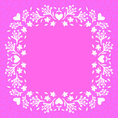 Plakat Floral frame with small flowers and hearts