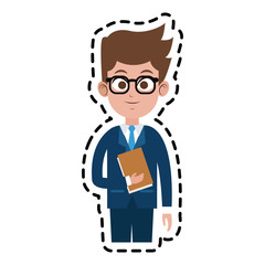businessman wearing suit and tie over white background. colorful design. vector illustration