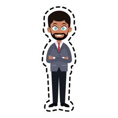 businessman wearing suit and tie over white background. colorful design. vector illustration