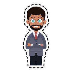 businessman wearing suit and tie over white background. colorful design. vector illustration