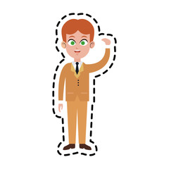 businessman wearing suit and tie over white background. colorful design. vector illustration