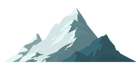 Mountain mature silhouette element outdoor icon snow ice tops and decorative isolated camping landscape travel climbing or hiking geology vector illustration. - 137286065