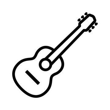 Acoustic guitar musical instrument line art vector icon for music apps and websites