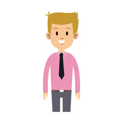 man wearing a tie cartoon icon over white background. colorful design. vector illustration