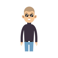man with sunglasses cartoon icon over white background. colorful design. vector illustration