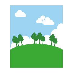 landscape with sky and trees vector illustration