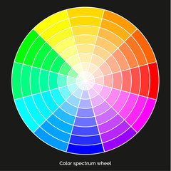 Vector color spectrum, RBG palette, on black background