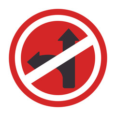 circular contour road sign prohibited turn right vector illustration