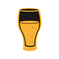 monochrome silhouette with sketch beer glass vector illustration
