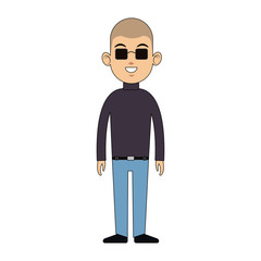 man with sunglasses cartoon icon over white background. colorful design. vector illustration