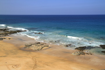 Fototapeta na wymiar Scenic view El Cotillo beach on Fuerteventura, Canary Islands