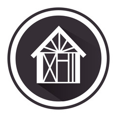 monochrome circle pictogram with house vector illustration