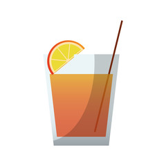cocktail drink with slice of lemon decoration over white background. colorful design. vector illustration