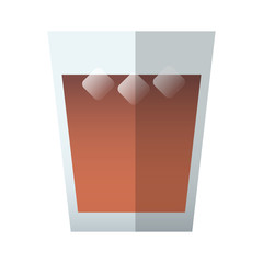 soft drink glass with ice cubes over white background. colorful design. vector illustration