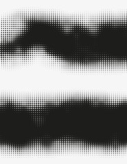 Dark vector halftone wavy shapes. Modern trendy generative illustration. Rough monochrome splash of round particles. Background artwork made of splattered dots. Elements of design. - 137290881