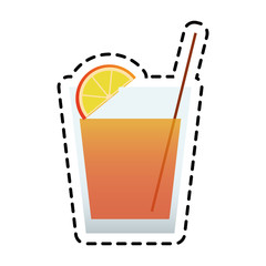 cocktail drink with slice of lemon decoration over white background. colorful design. vector illustration