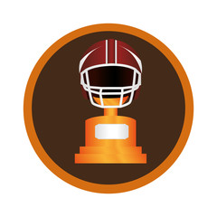 circular frame with american football helmet and Trophy Cup vector illustration