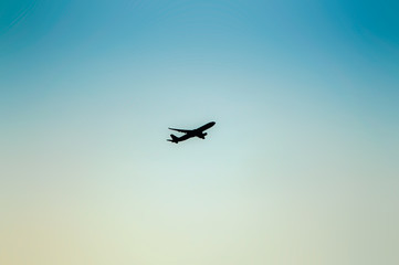 Fototapeta na wymiar airplane on sky background.