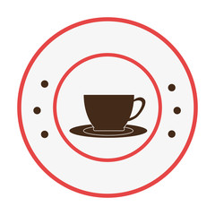 circular frame with with cup coffee vector illustration