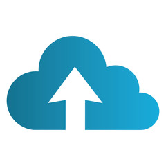 color silhouette with cloud upload service vector illustration