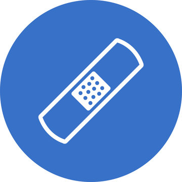 Single adhesive bandage icon on blue circle background
