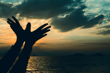 Women show polished hands as a symbol of peace.