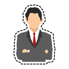businessman wearing suit and tie over white background. colorful design. vector illustration