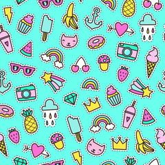 Cute pins seamless pattern. Vector hand drawn background