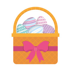 cute basket easter egg bow decorative vector illustration eps 10