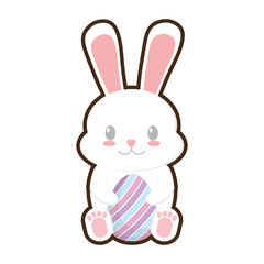 easter bunny sitting with egg vector illustration eps 10