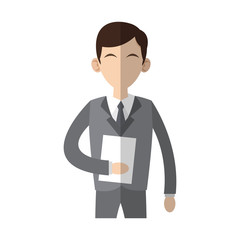 businessman wearing suit and tie over white background. colorful design. vector illustration