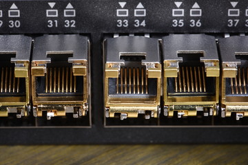 Technology IT, Switch with Ethernet Port Close up