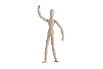  Wooden mannequin with welcome pose