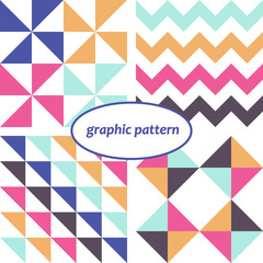 Set of four simple seamless graphic patterns