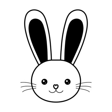 easter bunny face whiskers animal line vector illustration eps 10