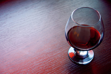 a glass with the  wine