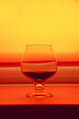 a glass with the  wine