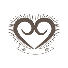 label shape heart decorative frame ribbon vector illustration eps 10