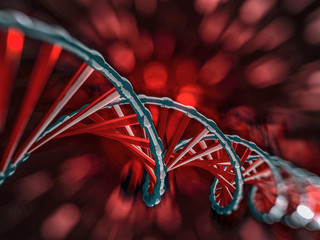 Digital illustration of a DNA model. 3D rendering