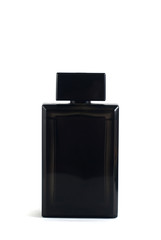 black parfum bottle isolated on white