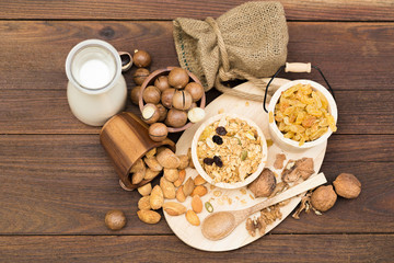 Cereal milk walnuts almonds and macadamia
