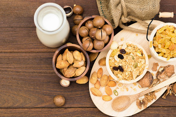Cereal milk walnuts almonds and macadamia