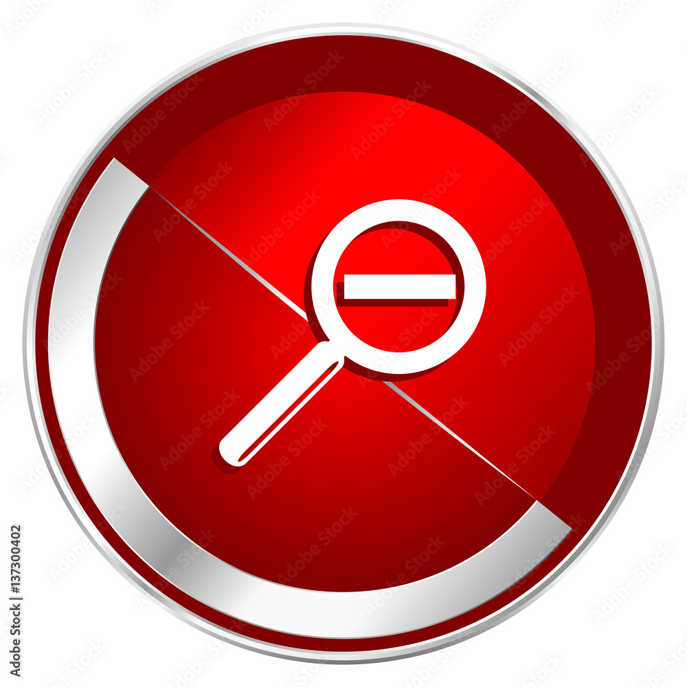 Aufkleber lens red web icon. metal shine silver chrome border round button isolated on white background. circl