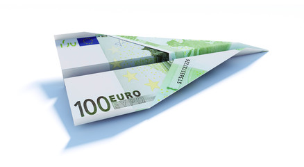 100 Euroschein als Papierflieger