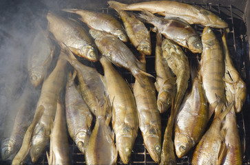 Plenty of fish is smoked over charcoal and sawdust