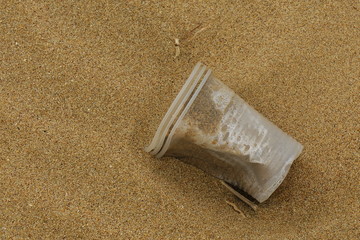 Many kind of rubbishes on the beach.