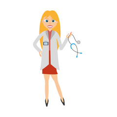 blonde doctor woman holding stethoscope vector illustration eps 10