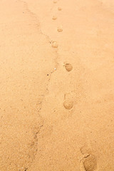 Foot prints from shoes in sand