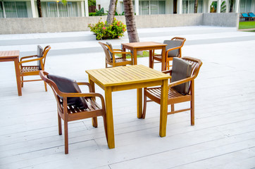 Interior wood chair in cafe outdoor